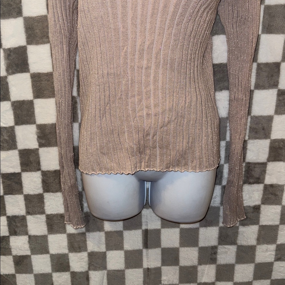 Vince Glitter Ribbed Women’s Long Sleeve Shirt Crew Neck Size XL/Extra Large - Picture 3 of 8
